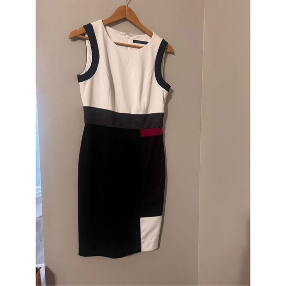 Ivanka Trump Size 6 Sleeveless Sheath Dress Colorblock Mix Pattern Professional - Picture 2 of 7